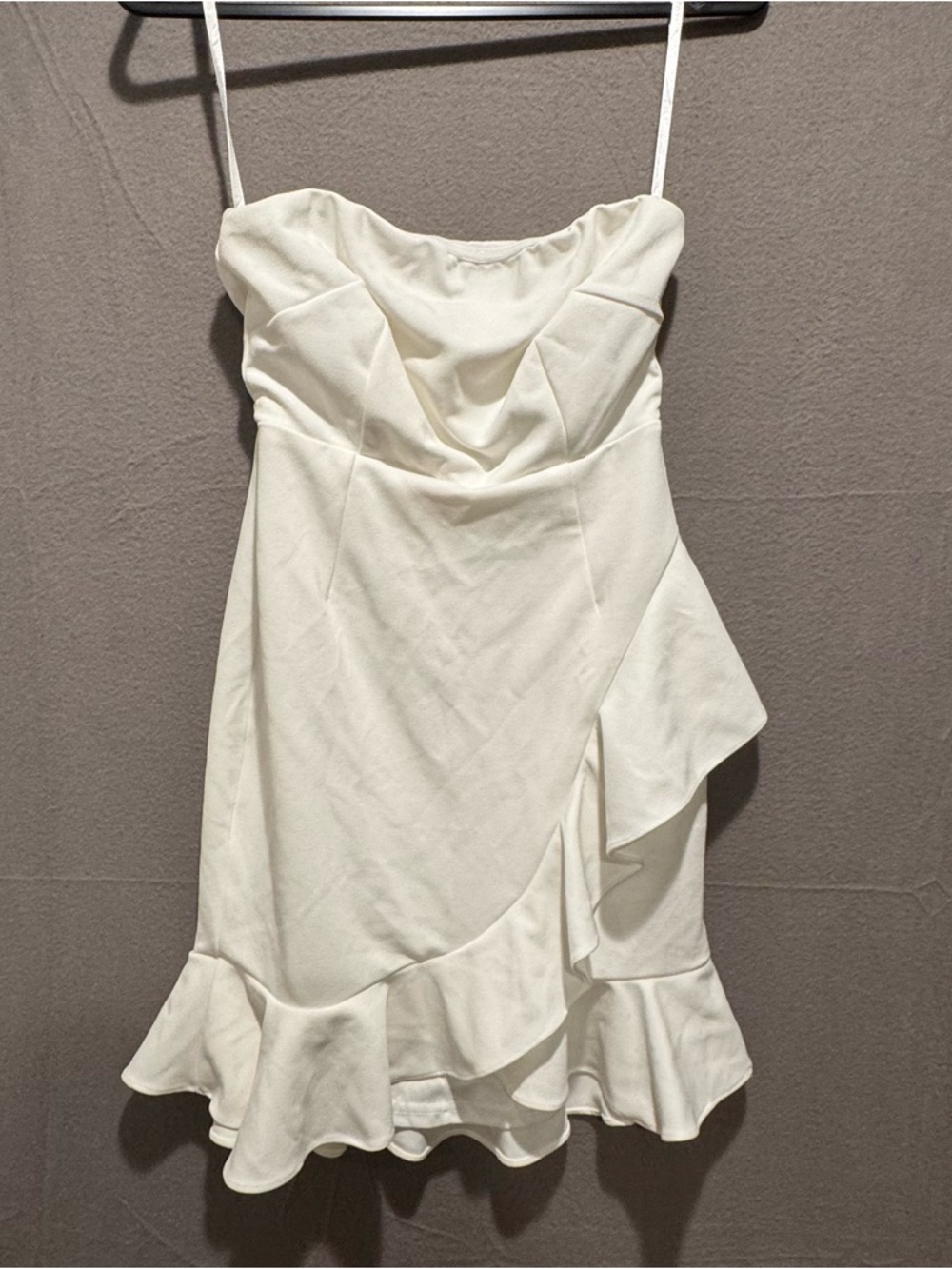 Hello Molly White Ruffle Strapless Mini Dress